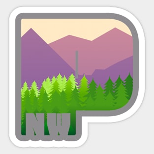 PNW mountains and trees Sticker